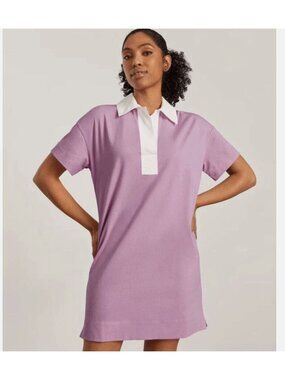 Everlane The Organic Cotton Collared Polo T-Shirt Dress Mauve Pink M